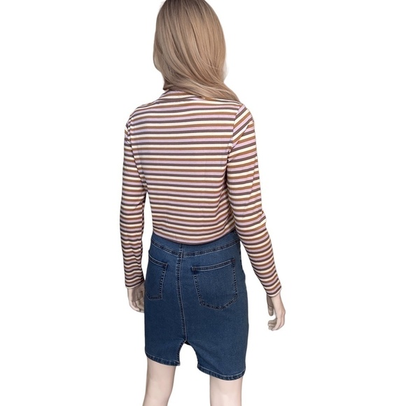 Vero Moda Sweater Top Lavender Stripe Rayon Blend Long Sleeve Mock Neck - Picture 6 of 10